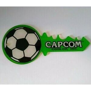 Capcom Flipper Football Pinball Machine Plastic Keychain Original 1996 NOS Green